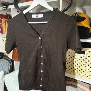 Brown, Smart set button down blouse. Size S